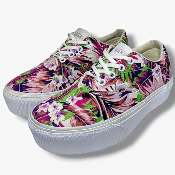 Vans | Doheny Pink Floral Paradise Platform Sneakers Women's Size 6 - Picture 4 of 9